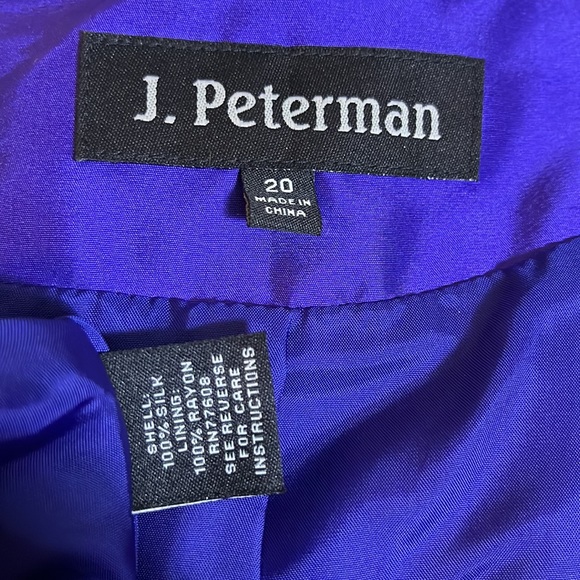 J PETERMAN Co Size 20 Dupioni Silk Fit-n-Flair Shirt-Dress Blue Purple $359 NEW